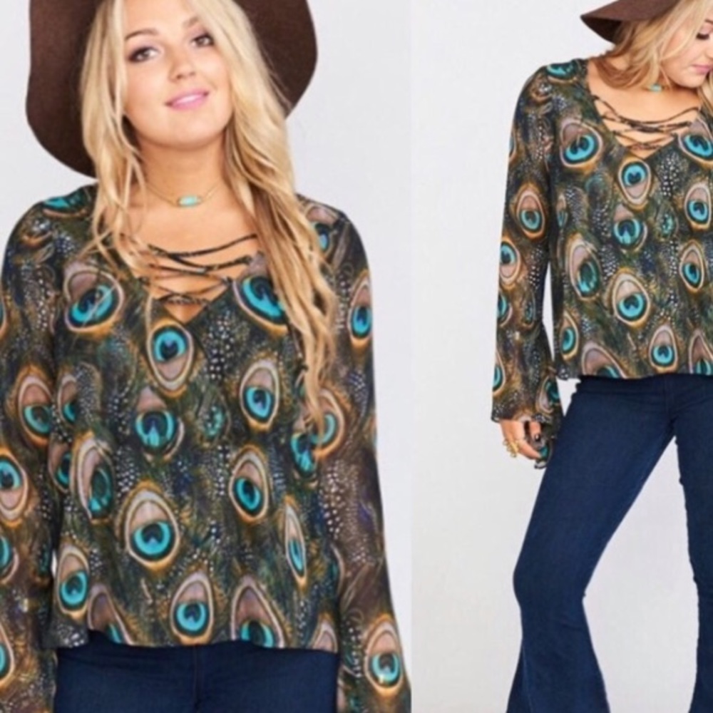 Show Me Your Mumu Peacock Bell Sleeve Top